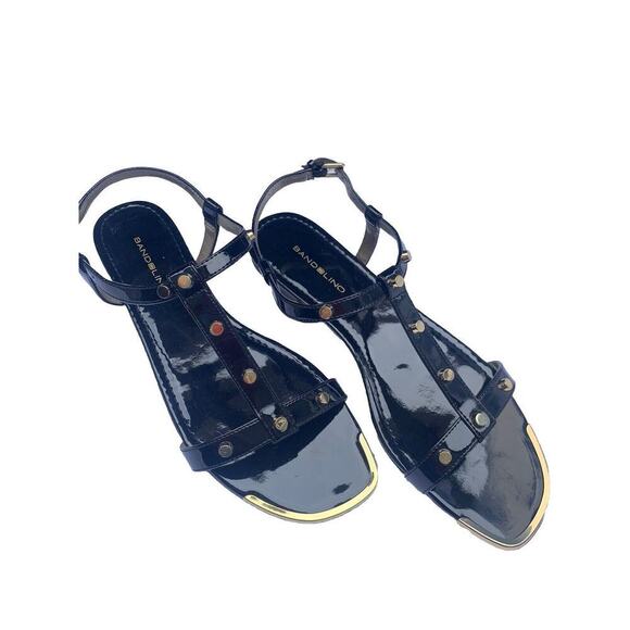 New Bandolino 8.5 Black Gold Accent Trim Sandals BDTAOS Taos 1541 Women’s size - Picture 1 of 12